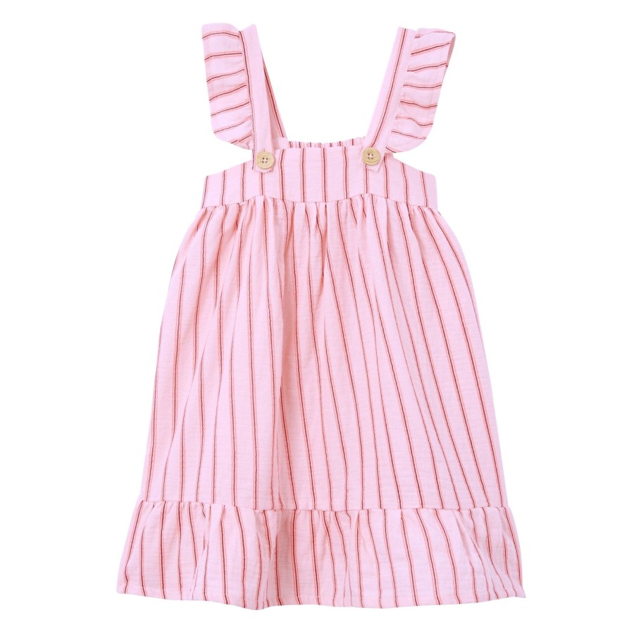 Child [2-14] Milky Dresses | Milky Ruby Stripe Cotton Dress - Pastel Pink