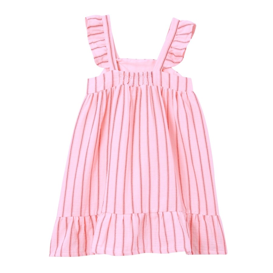 Child [2-14] Milky Dresses | Milky Ruby Stripe Cotton Dress - Pastel Pink