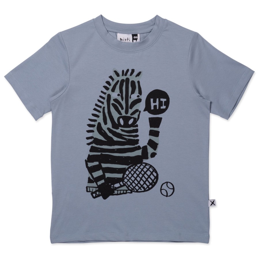 Child [2-14] Minti Tops | Minti Sports Zebra Tee - Powder Blue