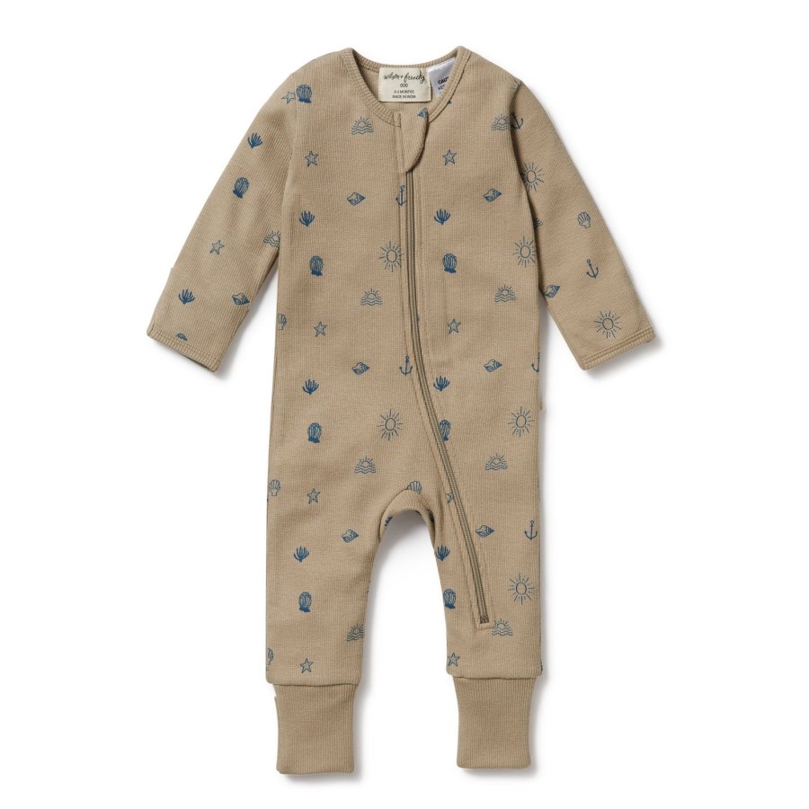 Baby [0-23M] Wilson & Frenchy All In One | Wilson And Frenchy Organic Zipsuit With Feet Summer Days