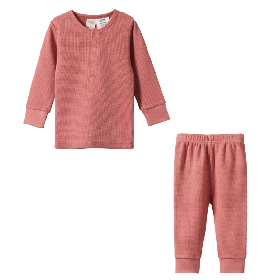 Child [2-14] Nature Baby Sleep | Nature Baby Long Sleeve Waffle Pyjamas 2Pc - Rose Clay