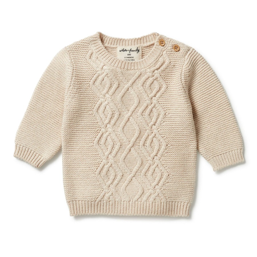 Child [2-14] Wilson & Frenchy Knitwear | Wilson And Frenchy Knitted Cable Jumper - Oatmeal Melange