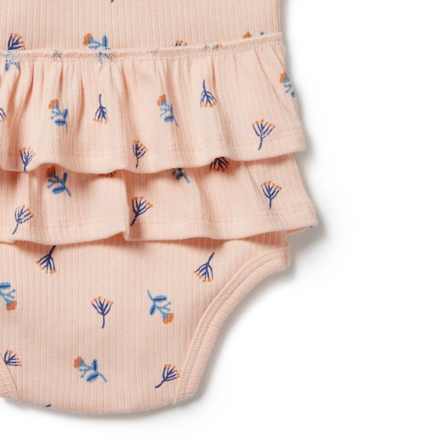 Baby [0-23M] Wilson & Frenchy All In One | Wilson And Frenchy Organic Rib Ruffle Bodysuit Little Flower