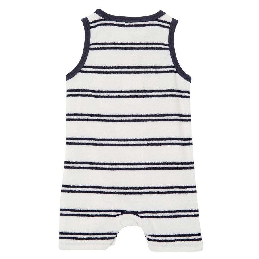 Baby [0-23M] Milky All In One | Milky Terry Towelling Henley Romper - Off White