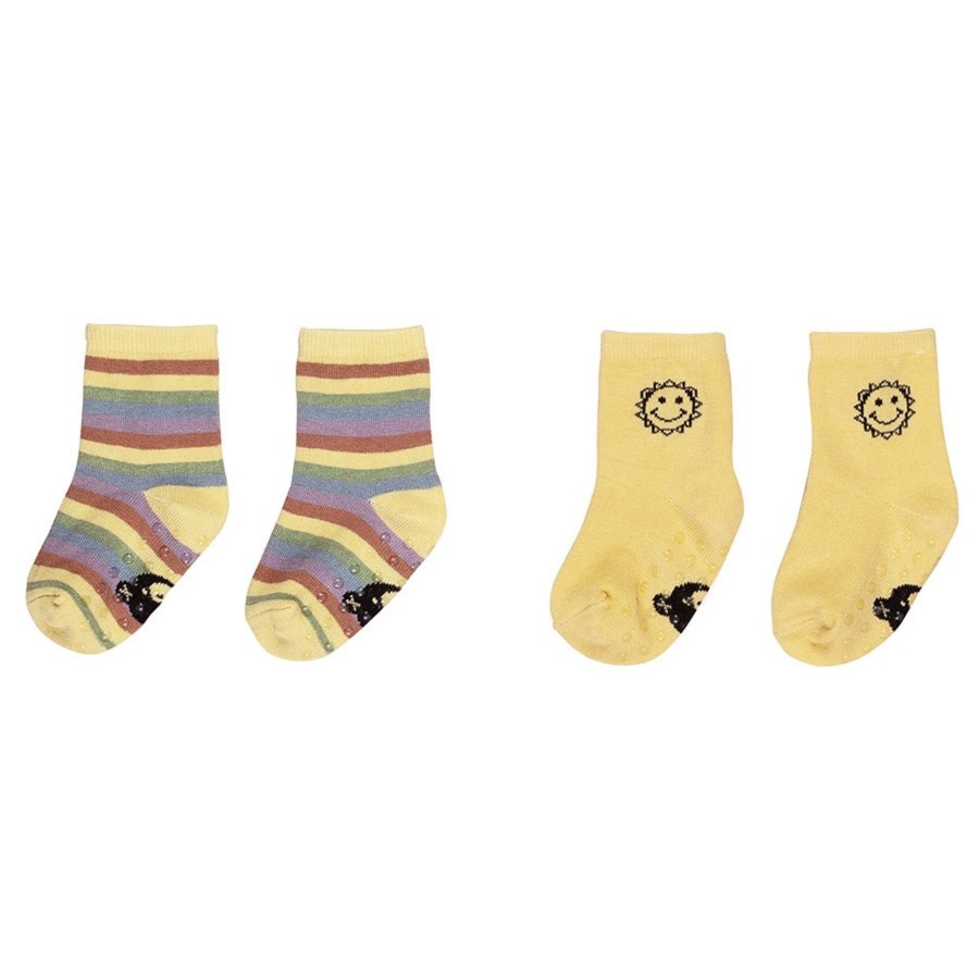 Child [2-14] Huxbaby Socks + Tights | Huxbaby Socks 2 Pack - Rainbow Stripe/Sunny