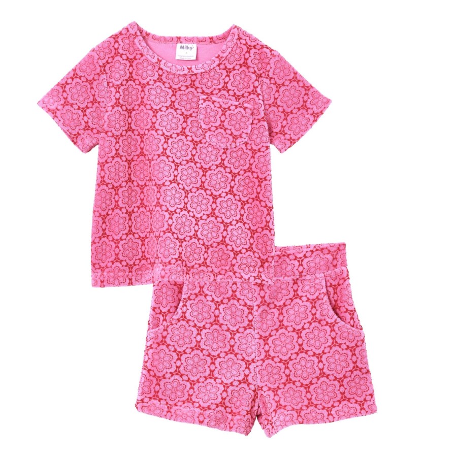 Baby [0-23M] Milky Tops | Milky Terry Towelling Set - Fuchsia Pink