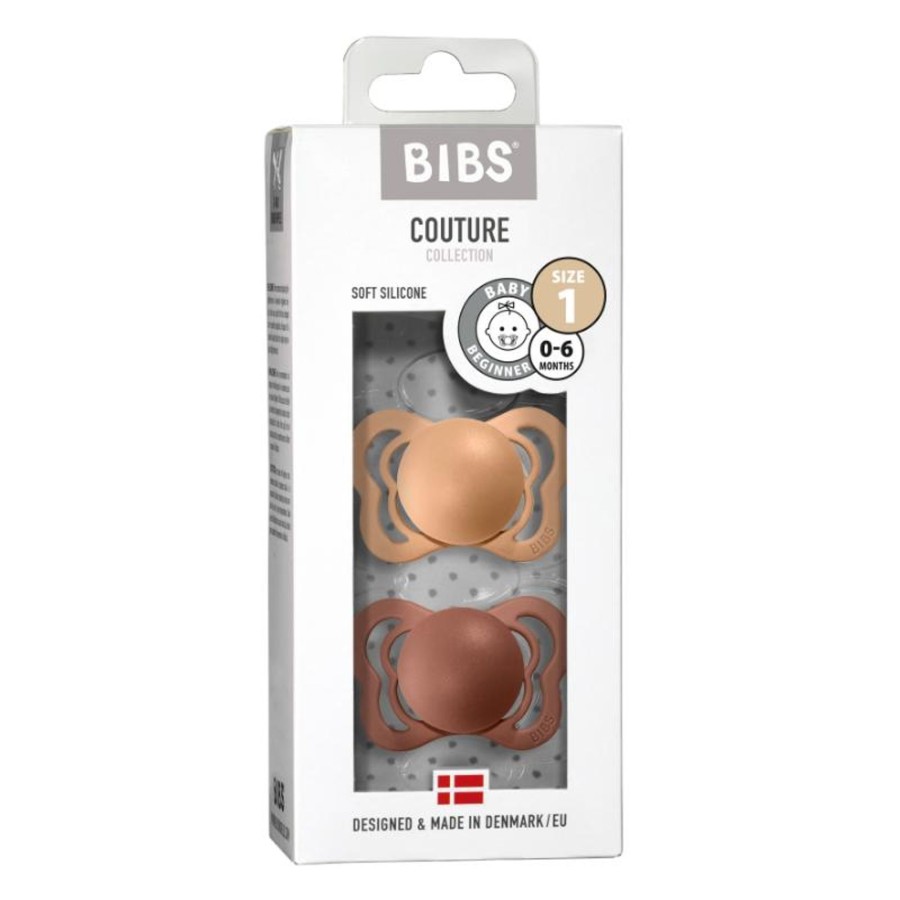 Baby [0-23M] Bibs Pacifiers + Accessories | Bibs Pacifier 2 Pack Couture - Silicone - Peach/Woodchuck