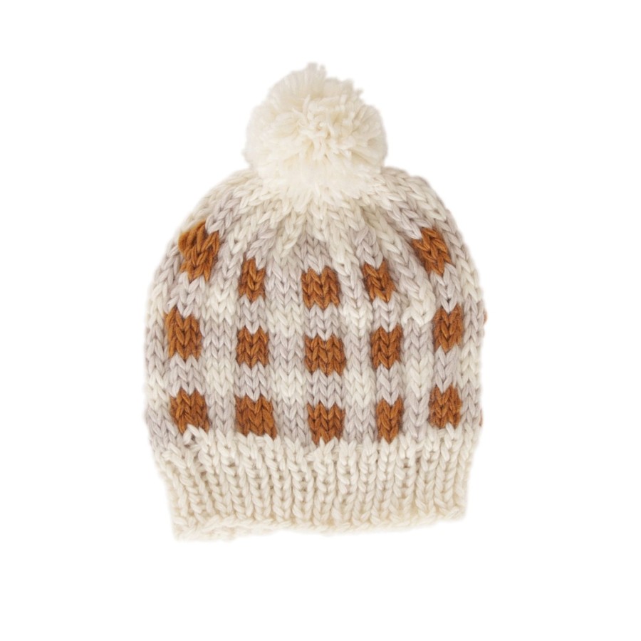 Baby [0-23M] Acorn Beanies | Acorn Checks Beanie - Caramel