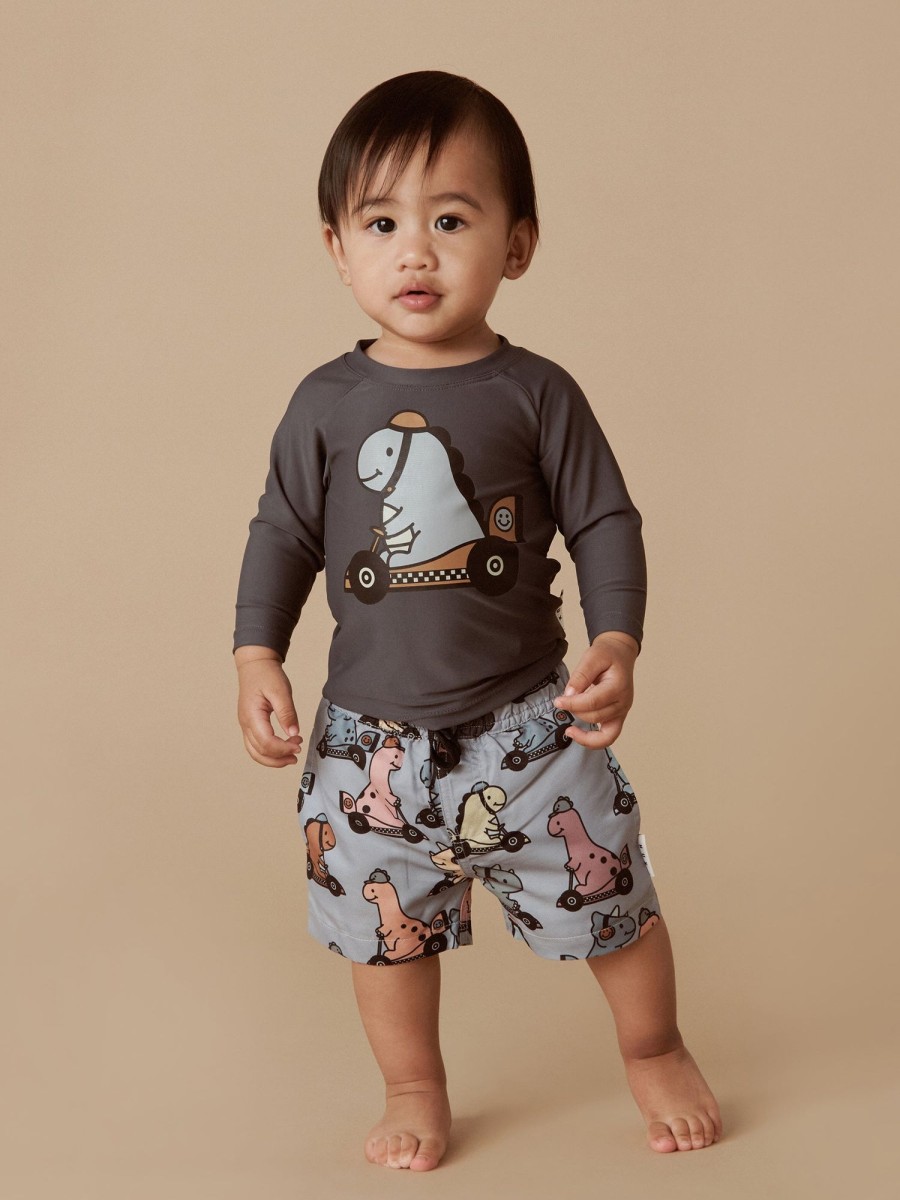 Baby [0-23M] Huxbaby Swim | Huxbaby Dino Racer Rashie - Ink