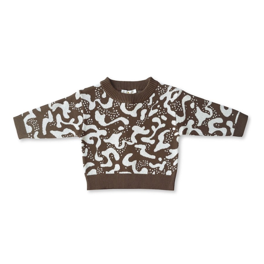 Child [2-14] Grown Knitwear | Grown Splash Pull Over - Chocolate