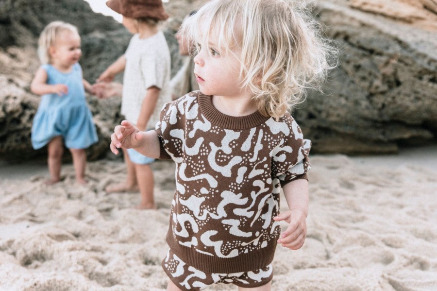 Child [2-14] Grown Knitwear | Grown Splash Pull Over - Chocolate