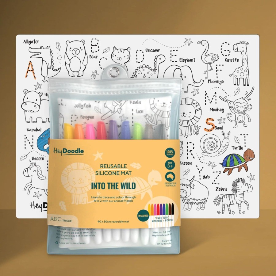 Play + Learn Hey Doodle Activity Sets | Hey Doodle Mat - Into The Wild | Abc