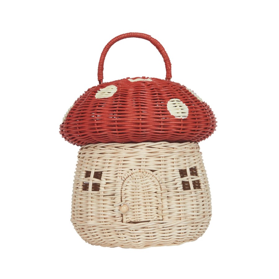 Play + Learn Olli Ella Dolls + Accessories | Olli Ella Rattan Mushroom Basket