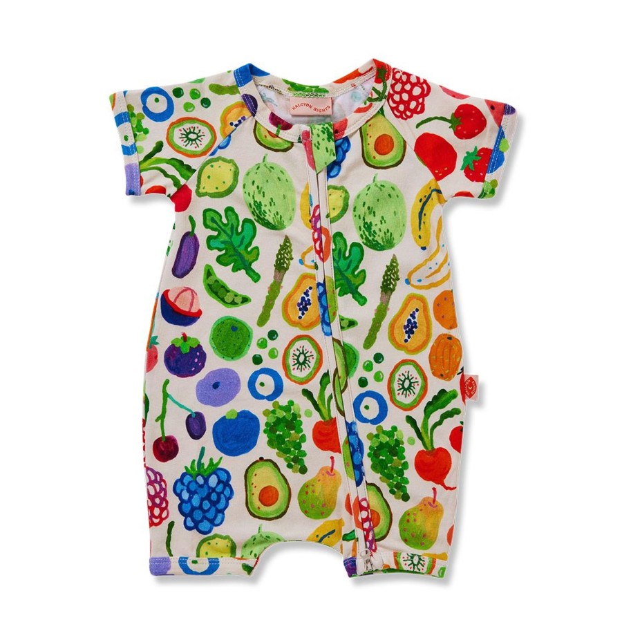 Baby [0-23M] Halcyon Nights All In One | Halcyon Nights Eat The Rainbow Short Sleeve Zip Suit