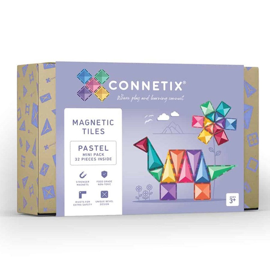 Play + Learn Connetix Magnet Play | Connetix Tiles - 32 Piece Mini Pack | Pastel