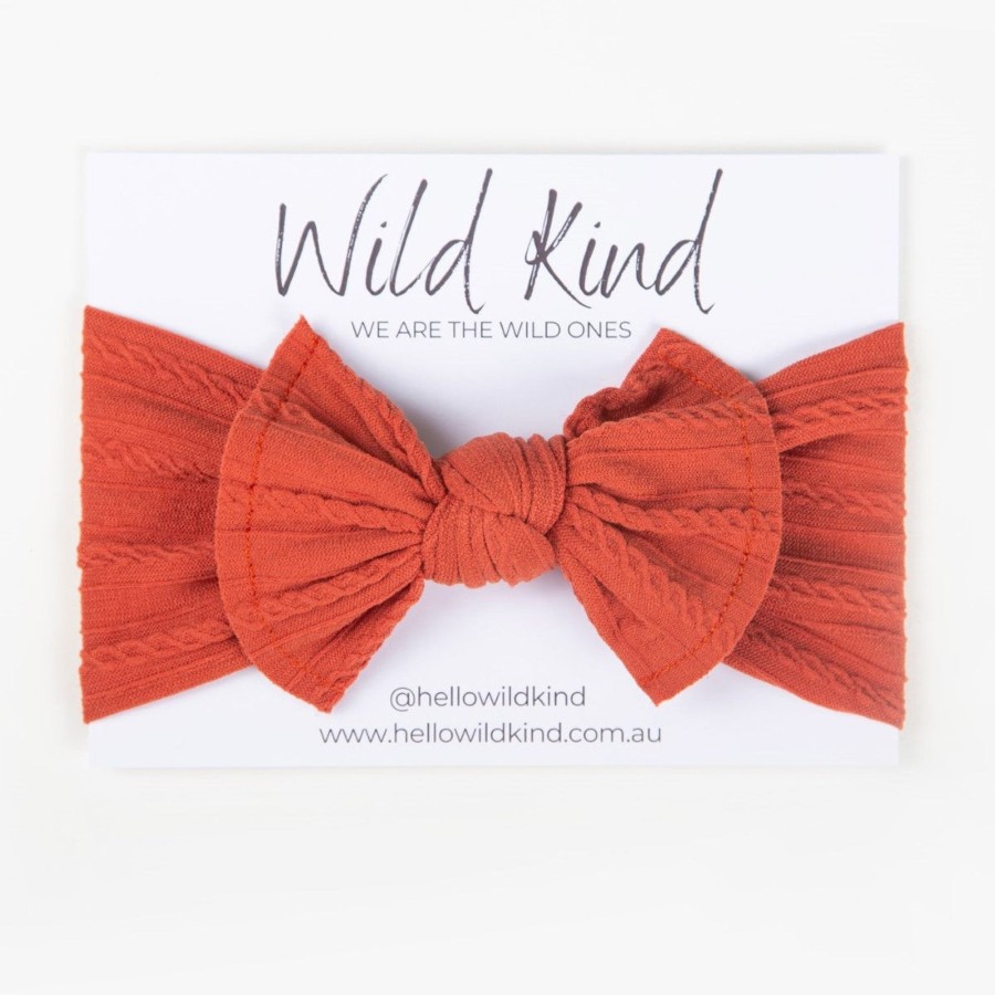 Baby [0-23M] Wild Kind Hair Accessories | Wild Kind Ayla Wide Bow Headband - Terracotta