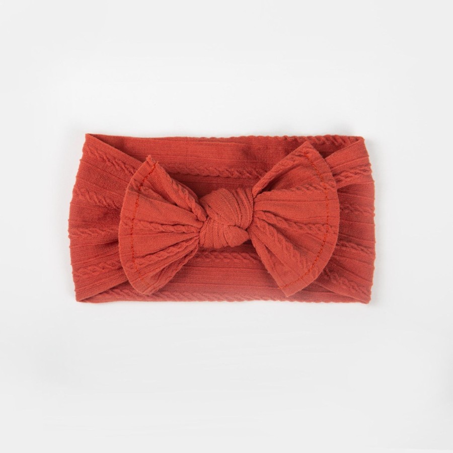 Baby [0-23M] Wild Kind Hair Accessories | Wild Kind Ayla Wide Bow Headband - Terracotta