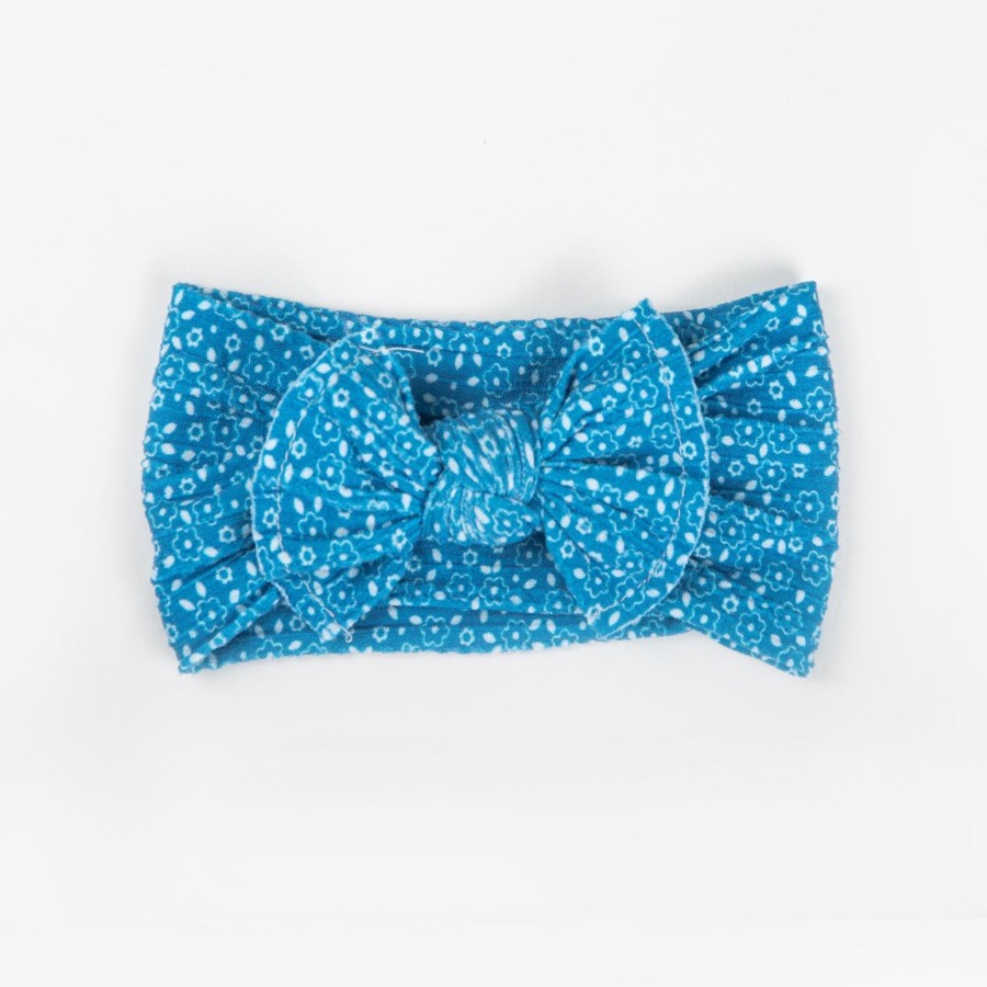 Baby [0-23M] Wild Kind Hair Accessories | Wild Kind Ayla Wide Bow Headband - Blue Floral