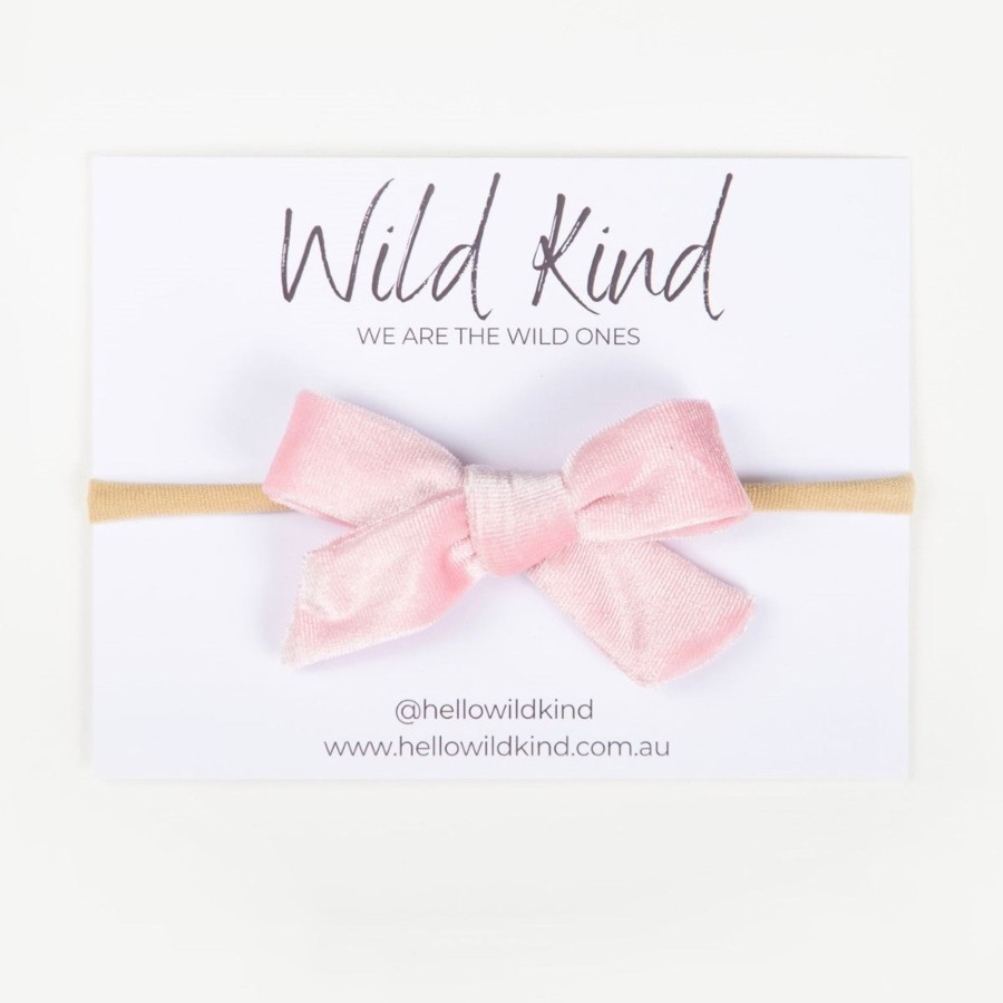 Child [2-14] Wild Kind Hair Accessories | Wild Kind Hazel Velour Bow Headband - Lolly Pink