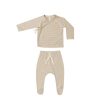 Baby [0-23M] Quincy Mae Tops | Quincy Mae Wrap Top And Footed Pant Set - Latte Micro Stripe