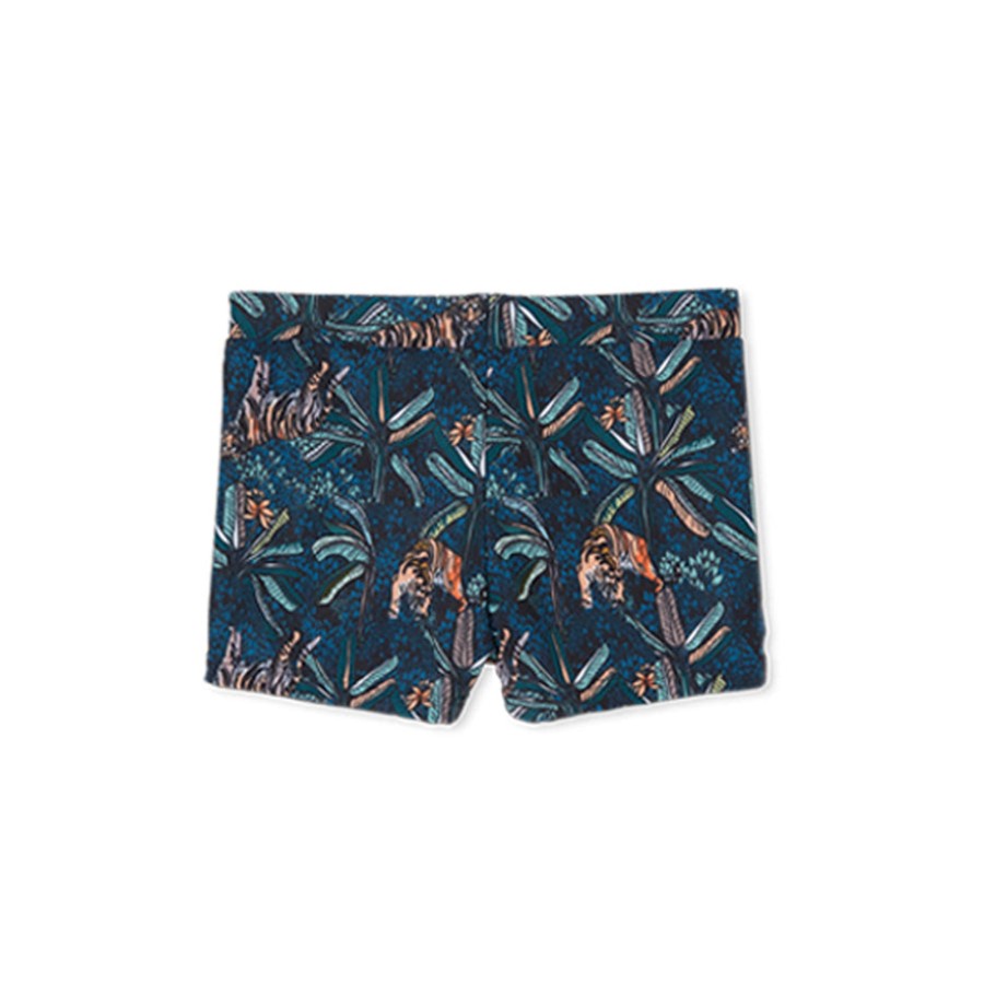 Child [2-14] Milky Swim | Milky Tiger Palm Swim Short - Hunter Green