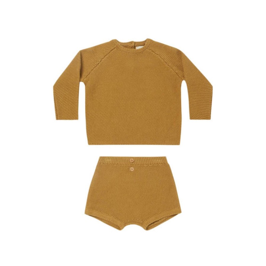 Child [2-14] Quincy Mae Knitwear | Quincy Mae Summer Knit Set - Ocre