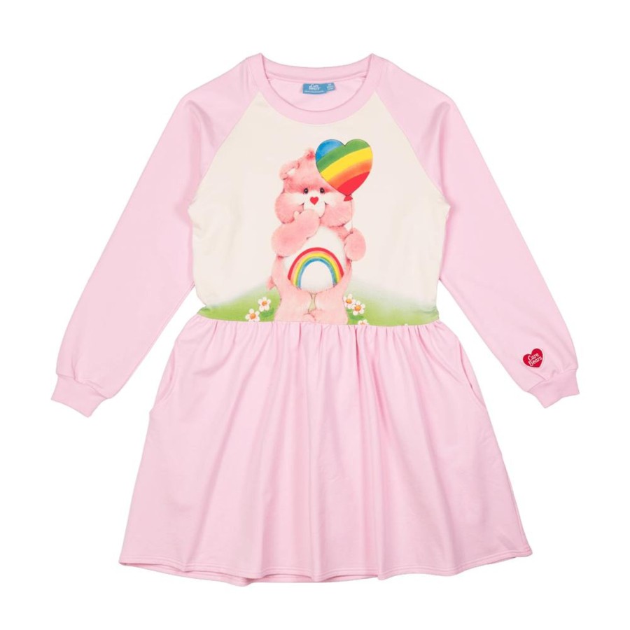 Grown Ups Rock Your Baby | Rock Your Baby Care Bear Love Raglan Sleeve Dress Mama Size - Pink