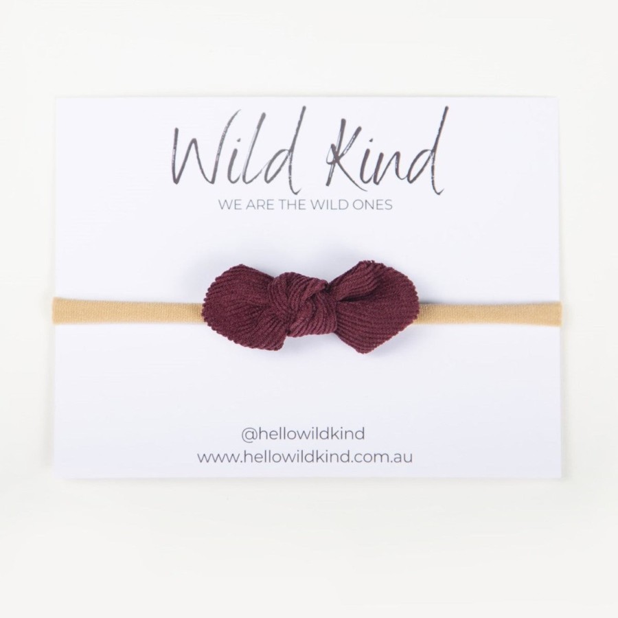 Baby [0-23M] Wild Kind Hair Accessories | Wild Kind Ida Small Cord Bow - Burgundy