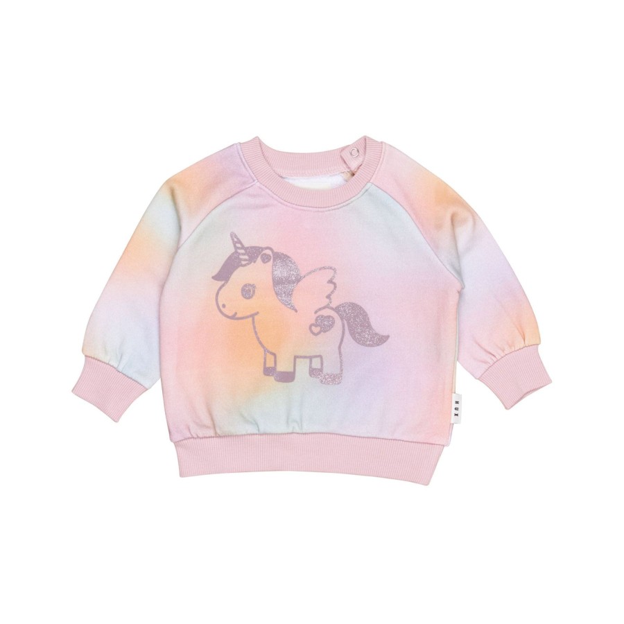 Child [2-14] Huxbaby Jumpers | Huxbaby Rainbow Swirl Glittercorn Sweatshirt