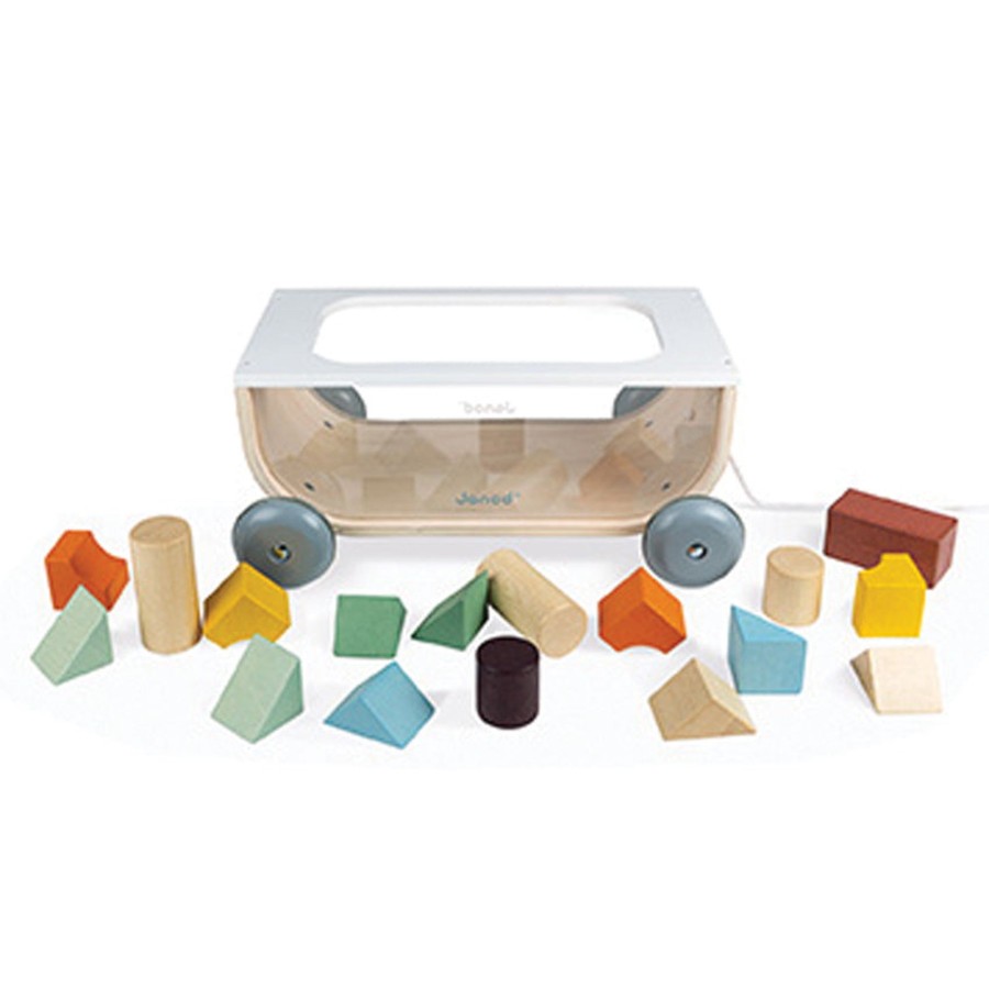 Play + Learn Janod Vehicles | Janod - Cocoon Cart With Blocks