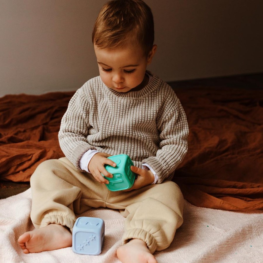 Play + Learn Jellystone Designs Letters + Numbers | My First Dice - Soft Blue & Soft Mint