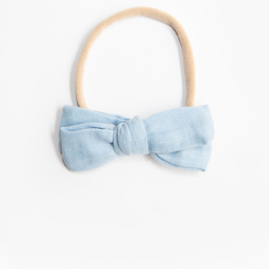 Baby [0-23M] Wild Kind Hair Accessories | Wild Kind Dorothy Linen Bow Headband - Dusty Blue