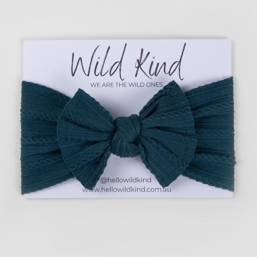 Baby [0-23M] Wild Kind Hair Accessories | Wild Kind Ayla Wide Bow Headband - Ocean