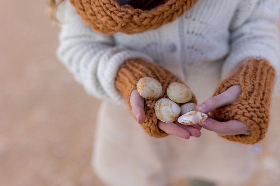 Baby [0-23M] Acorn Booties + Mittens | Acorn Journey Fingerless Mittens - Caramel