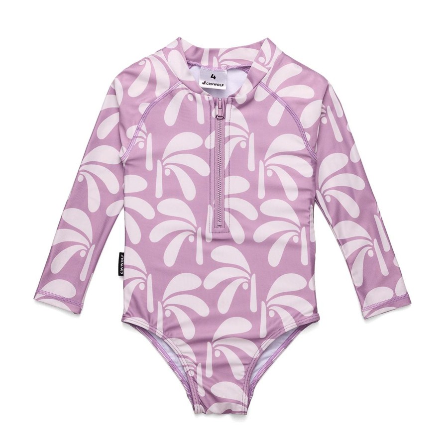 Baby [0-23M] Crywolf Swim | Crywolf Long Sleeve Swimsuit Lilac Palms