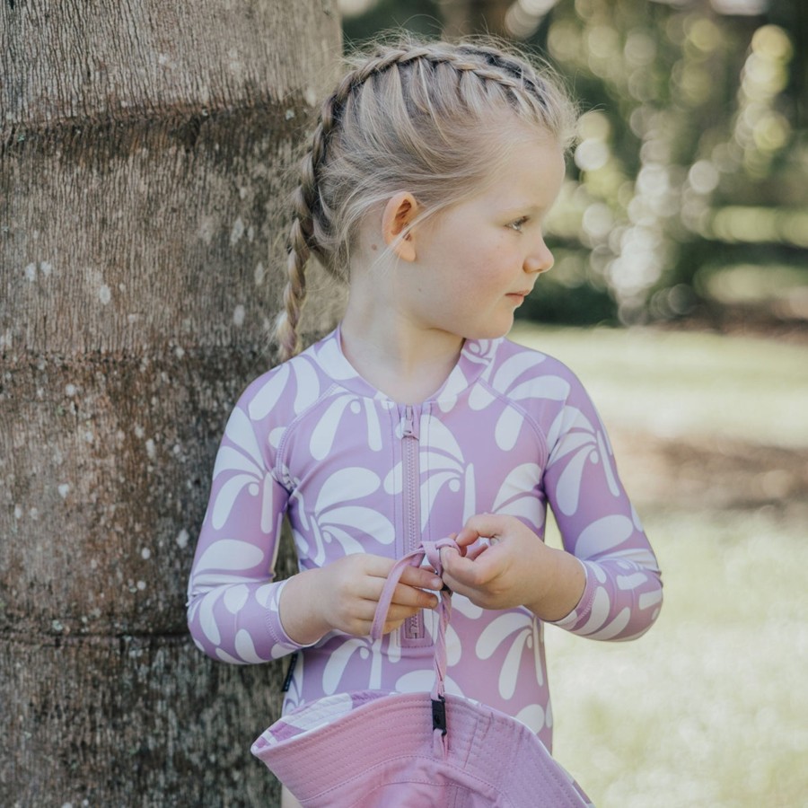 Baby [0-23M] Crywolf Swim | Crywolf Long Sleeve Swimsuit Lilac Palms