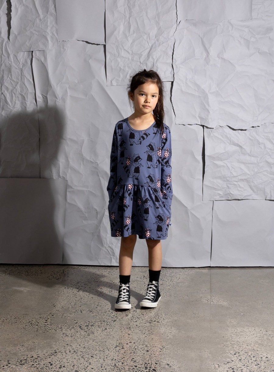 Baby [0-23M] Minti Dresses | Minti Wandering Raccoon Dress - Midnight