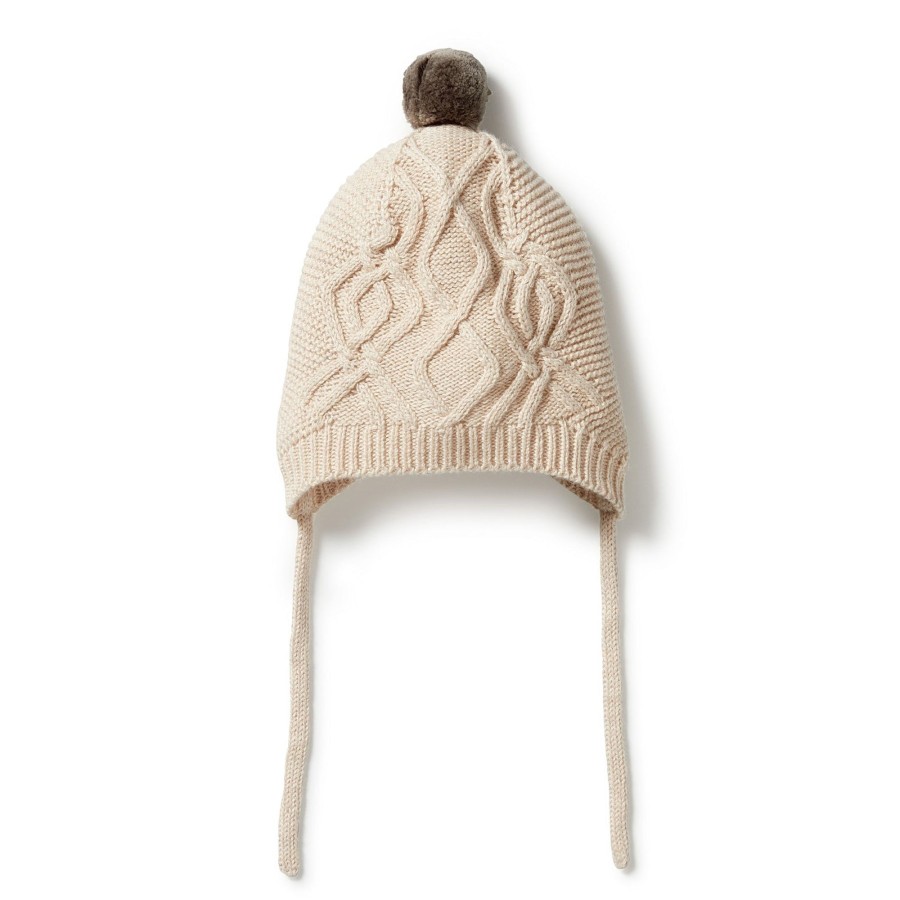 Child [2-14] Wilson & Frenchy Beanies | Wilson And Frenchy Knitted Cable Bonnet - Oatmeal Melange