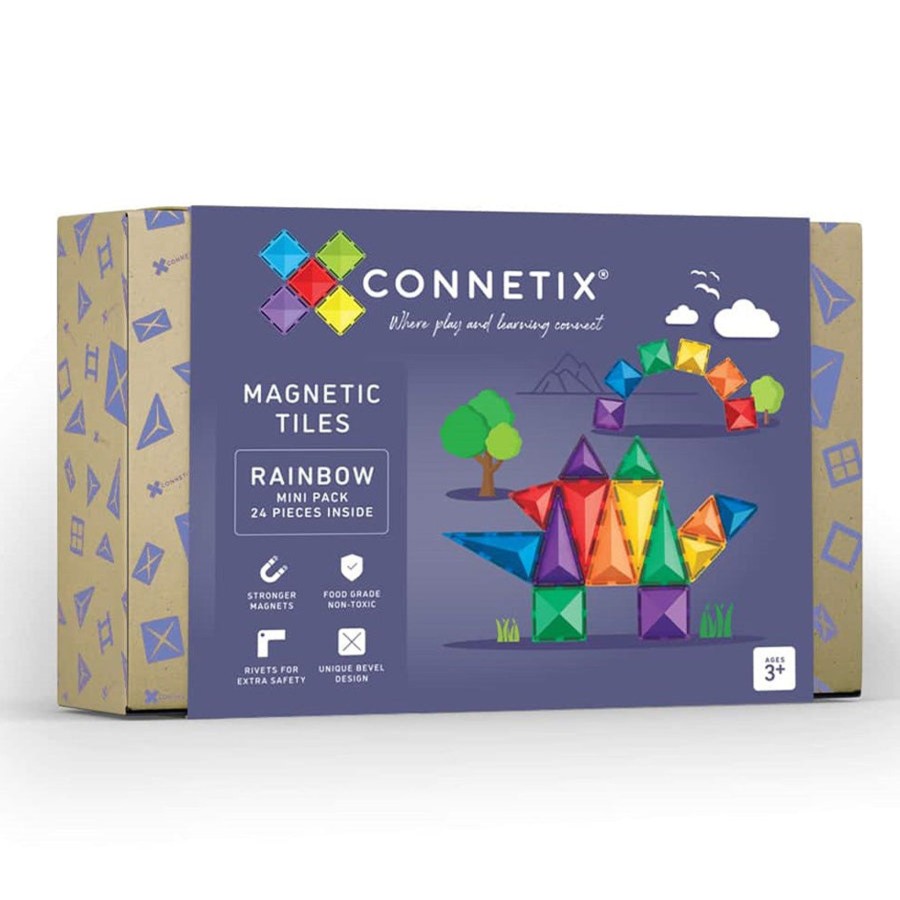 Play + Learn Connetix S.T.E.M. | Connetix Tiles - 24 Piece Mini Pack | Rainbow