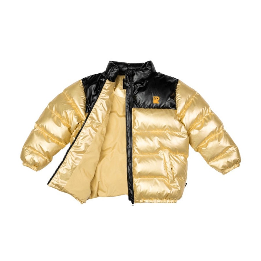 Child [2-14] Rock Your Baby Outerwear | Rock Your Baby Gold Metallic Puff Padded Jacket With Lining