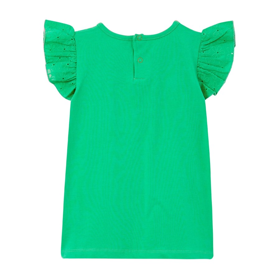 Child [2-14] Milky Tops | Milky Green Broderie Frill Tee - Irish Green