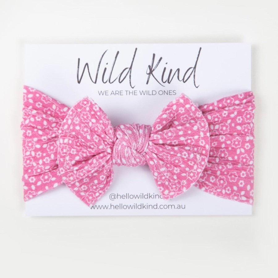 Child [2-14] Wild Kind Hair Accessories | Wild Kind Ayla Wide Bow Headband - Pink Floral