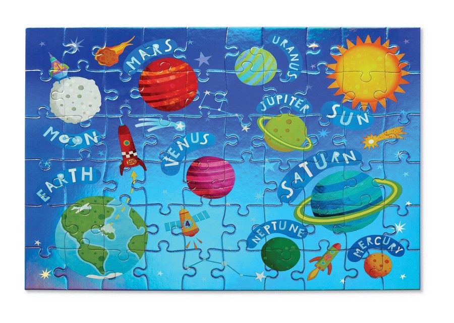 Play + Learn Crocodile Creek Puzzles | Foil Puzzle 60 Piece - Outer Space