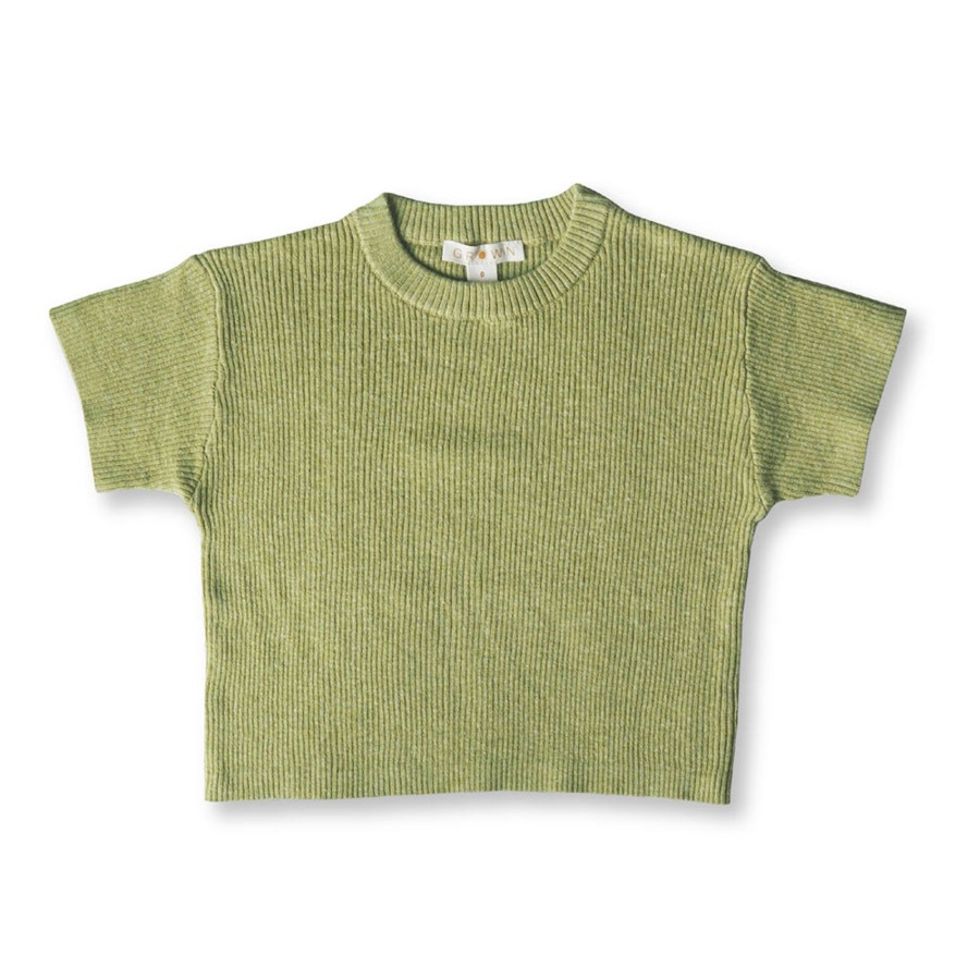 Child [2-14] Grown Knitwear | Grown Hemp Ribbed Tee - Lime