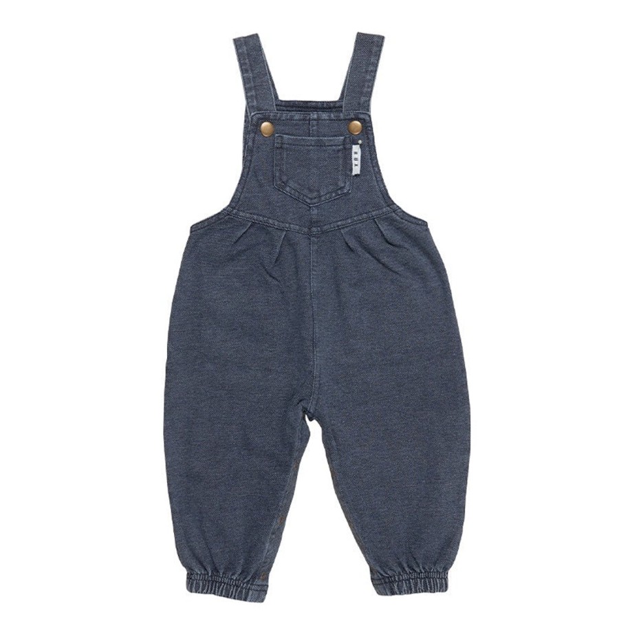 Child [2-14] Huxbaby Overalls + Playsuits | Huxbaby Rainbow Smiley Terry Overalls - Denim