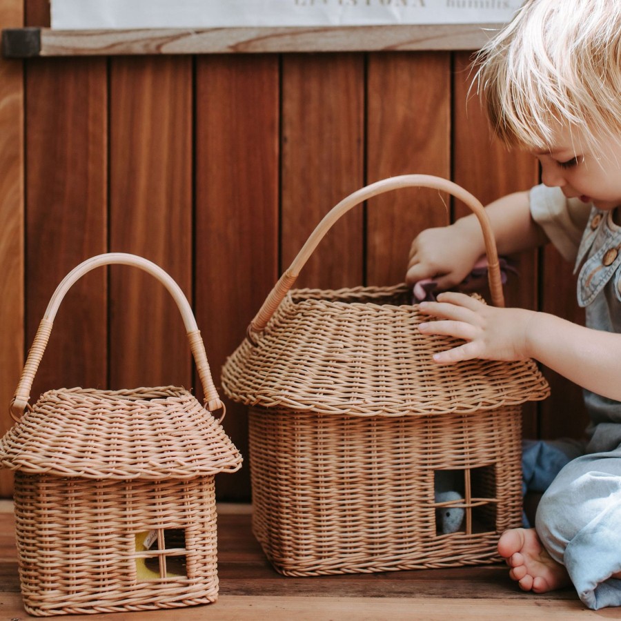 Play + Learn Olli Ella Dolls + Accessories | Olli Ella Rattan Hutch Basket - Small