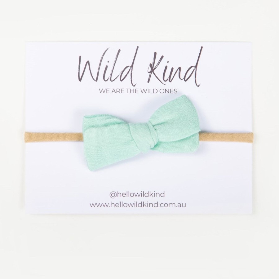 Baby [0-23M] Wild Kind Hair Accessories | Wild Kind Dorothy Linen Bow Headband - Seaglass