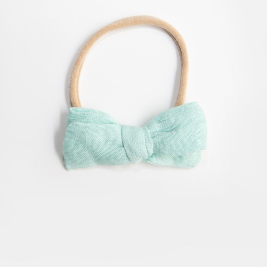 Baby [0-23M] Wild Kind Hair Accessories | Wild Kind Dorothy Linen Bow Headband - Seaglass