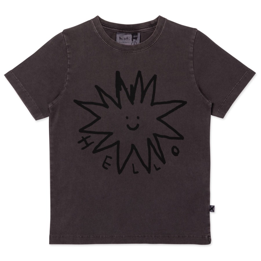 Child [2-14] Minti Tops | Minti Hello Star Tee - Black Wash