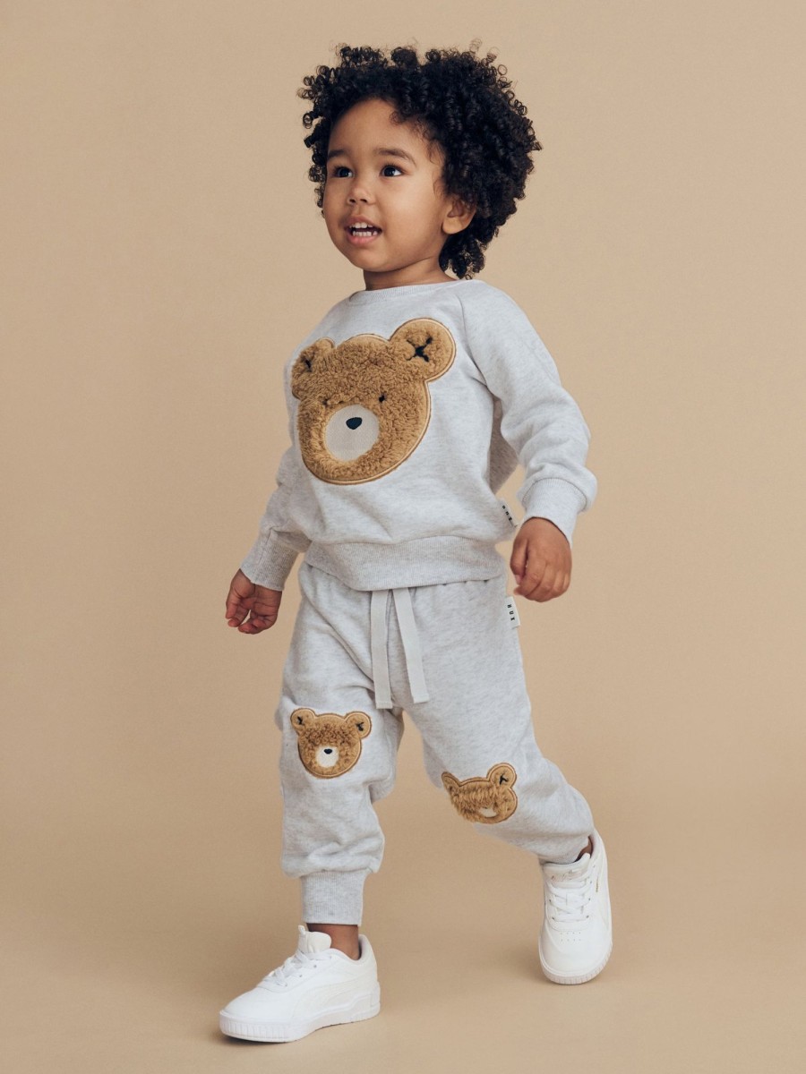 Child [2-14] Huxbaby Bottoms | Huxbaby Fur Hux Retro Track Pant - Light Grey Marle